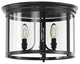 Matte Black 3-Light Candle Style Drum Shape Flush Mount Ceiling Lamp