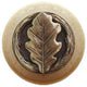 Oak Leaf Natural Wood Knob, Clear Finish With Antique-Style Brass