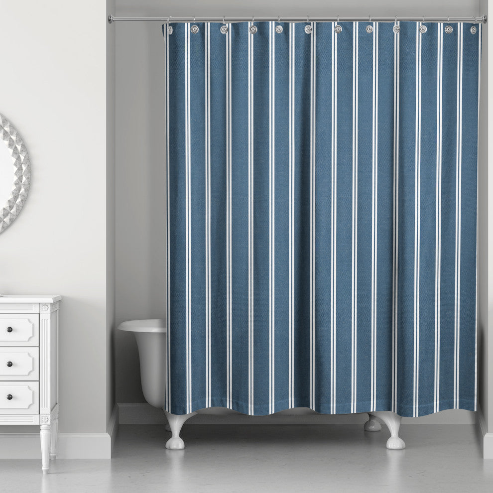 Linen Stripes 4 71x74 Shower Curtain