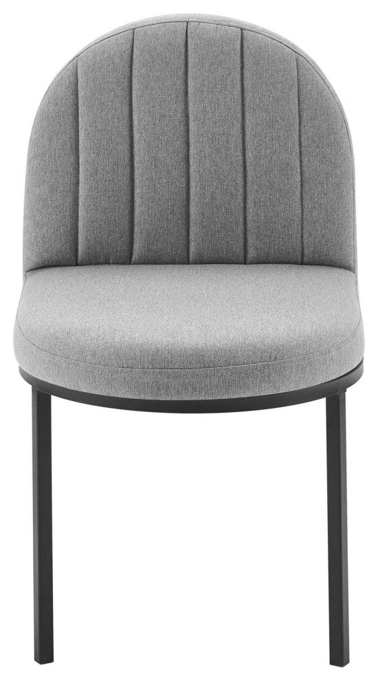 Side Dining Chair, Set of 2, Fabric, Black Gray, Modern, Bistro Restaurant