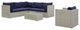 Repose 7-Piece Outdoor Patio Sunbrella Sectional Set Light Gray Navy