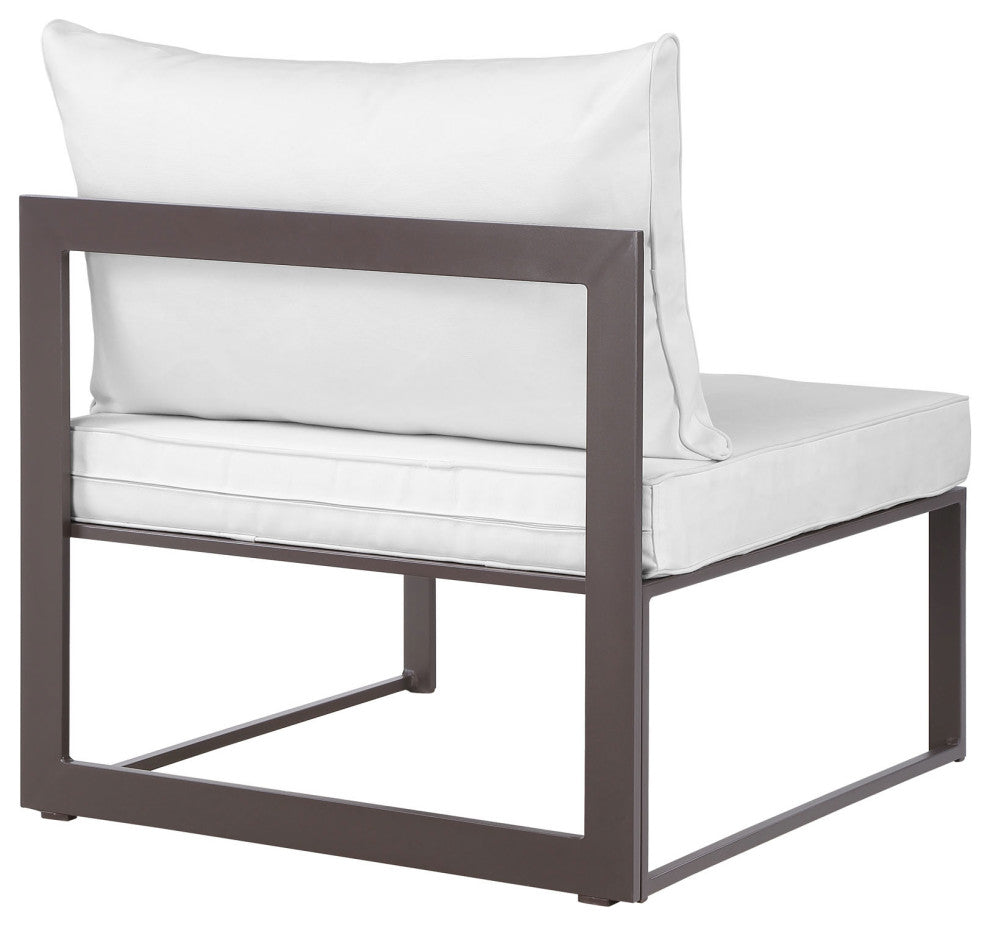 Modway Fortuna 8 Piece Outdoor Patio Sectional Sofa Set, Brown White