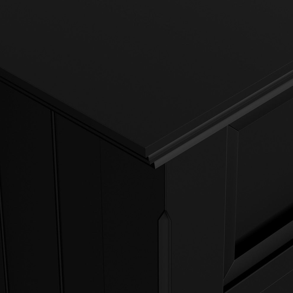 Acadian SOLID WOOD Wide Entryway Storage Cabinet, Black