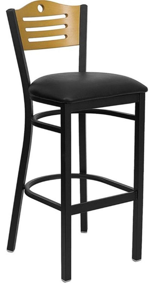 Flash Furniture Hercules Series 32" Slat Back Metal Bar Stool in Black