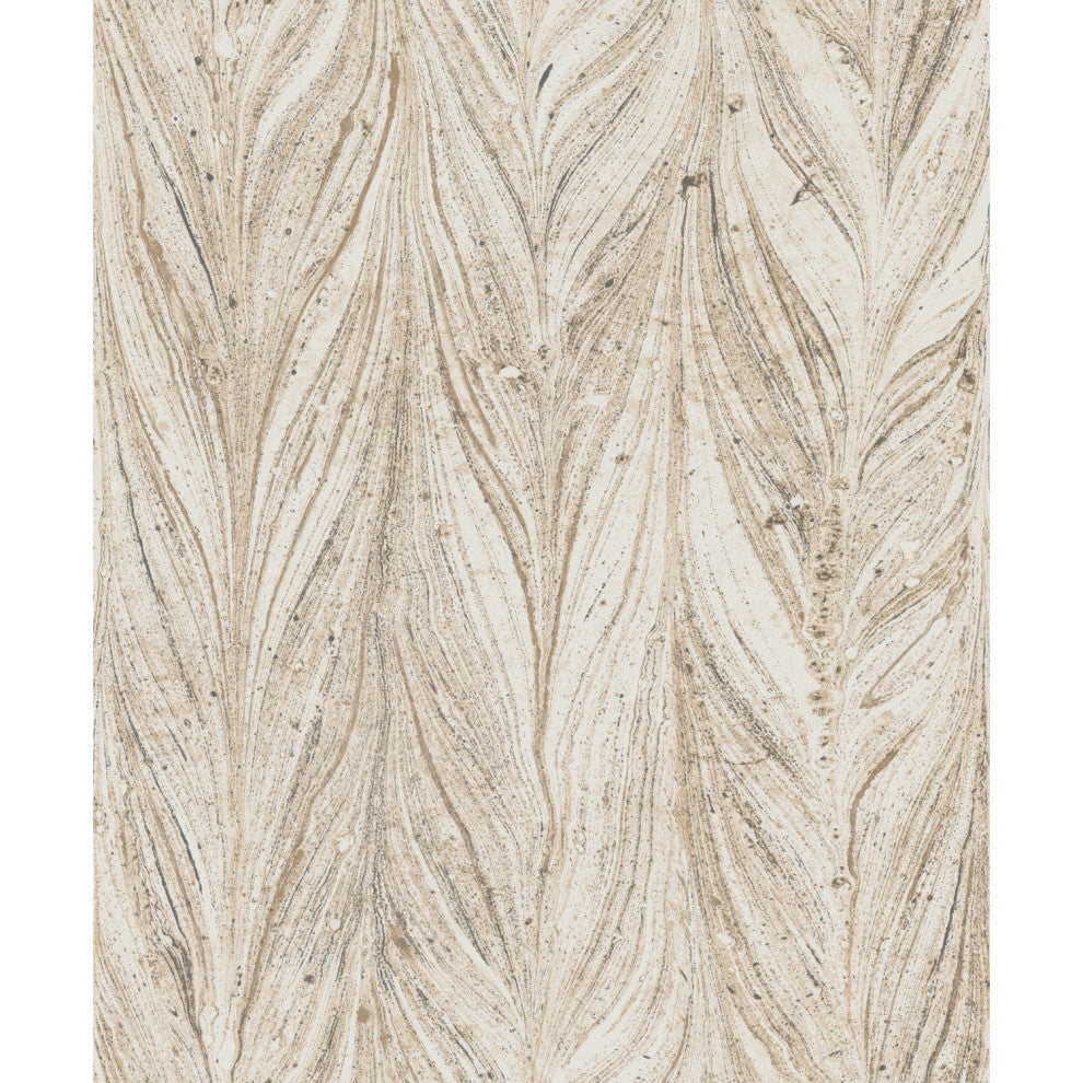 Warm Neutral Ebru Marble Wallpaper