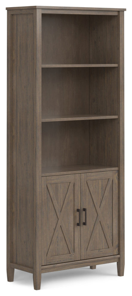 Ela Solid Wood Bookcase, Smoky Brown