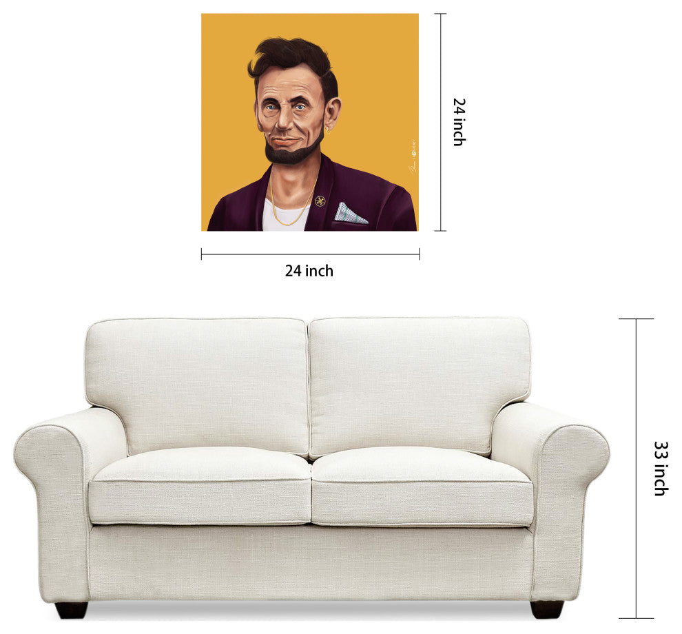 "Hip Abraham Lincoln" Frameless Reverse Printed Tempered Art Glass Wall Art