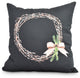 Sprig of Green Black Holiday Print Decorative Outdoor Throw Pillow, 18"