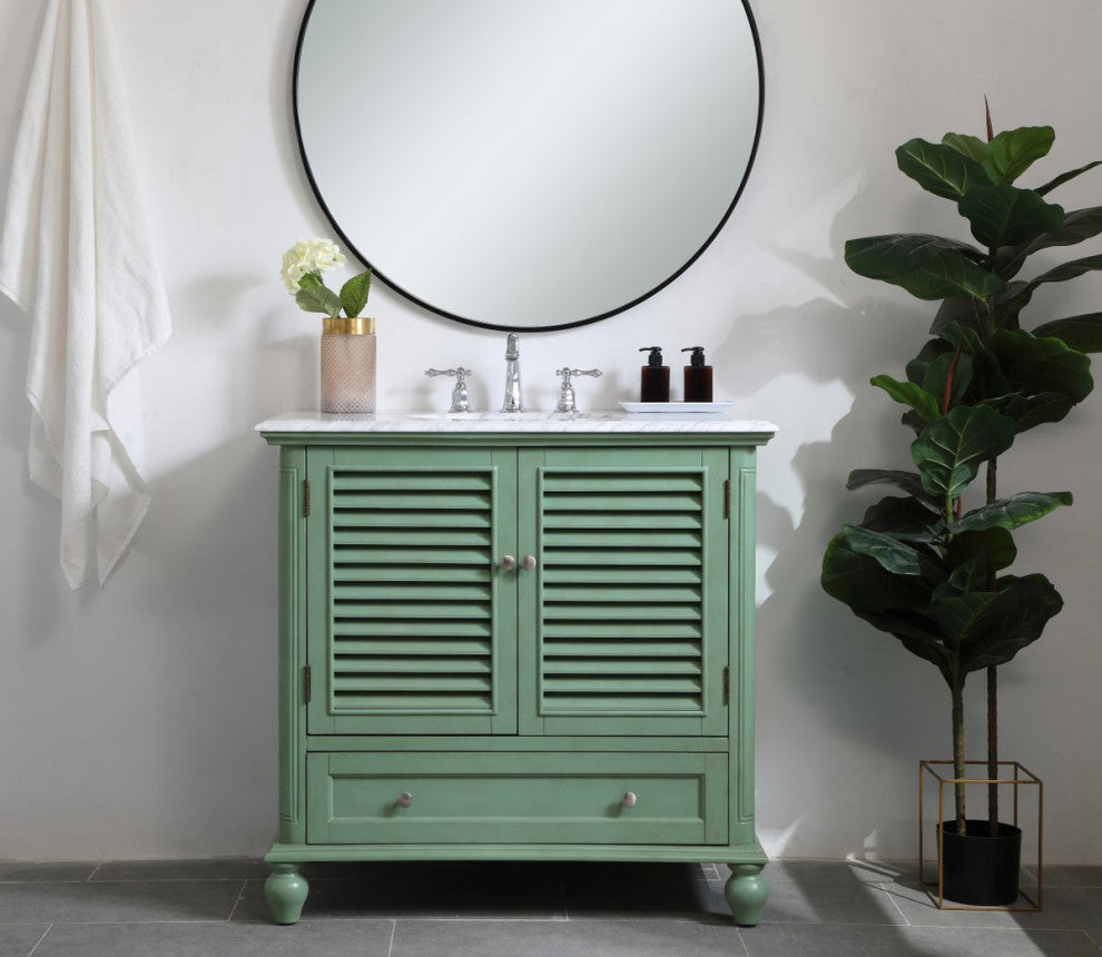 Home Living Single Bathroom Vanity, Vintage Mint, 36"