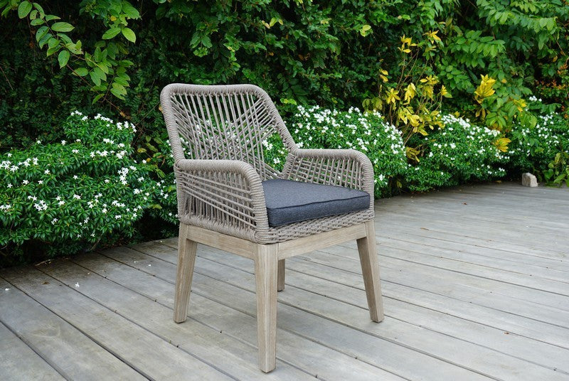 Santino 7-Piece Outdoor Dining Set, Table & 6 Wood/Aluminum/Rope Chairs