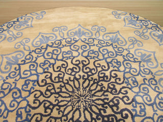 Hand-tufted Wool Ivory Transitional Oriental Modern Naiin Rug, 7'9 Round