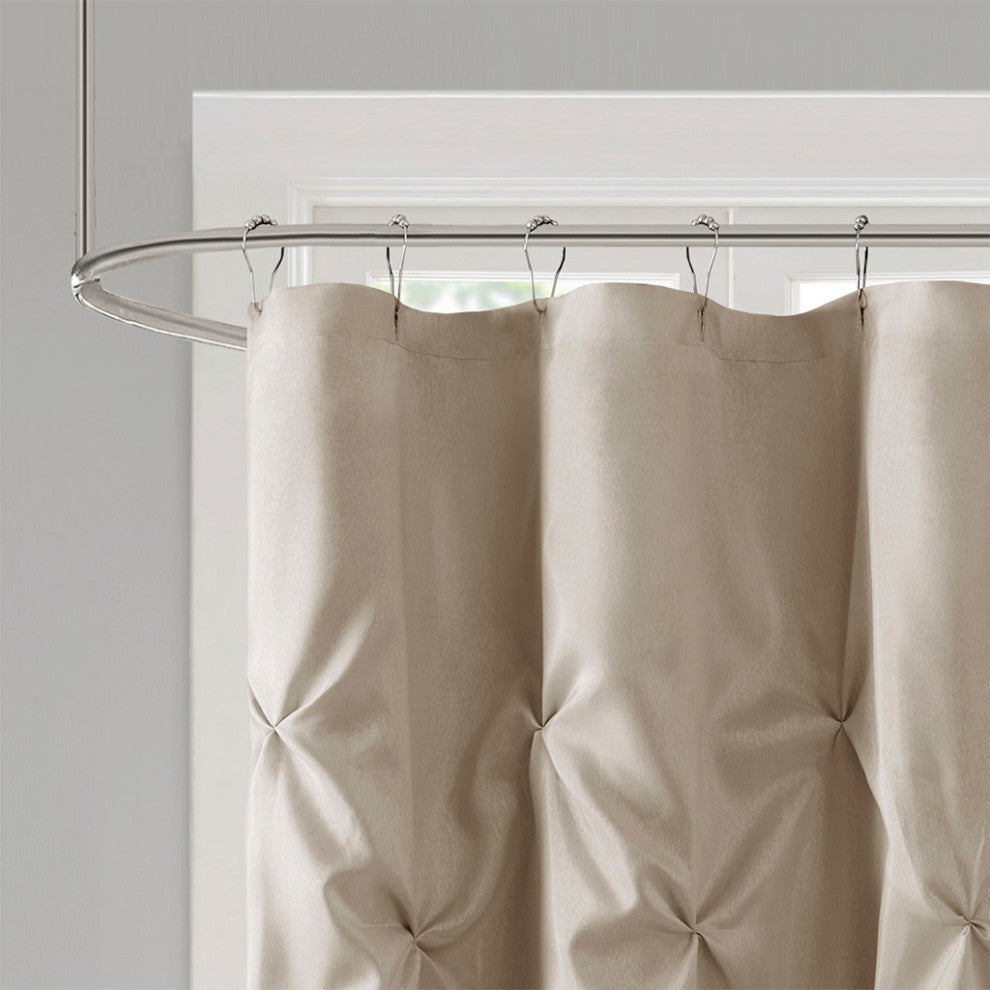 Madison Park Laurel Tufted Semi-Sheer Shower Curtain, Taupe