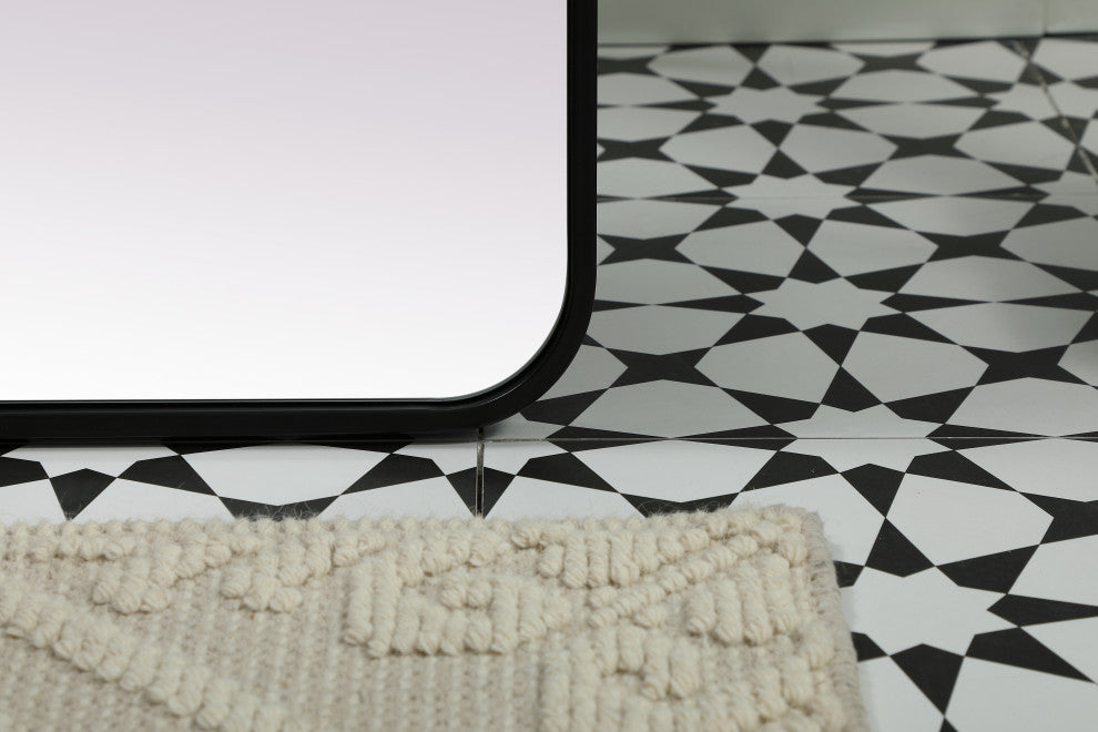 Soft Corner Metal Rectangle Full Length Mirror 32X72 Inch, Black