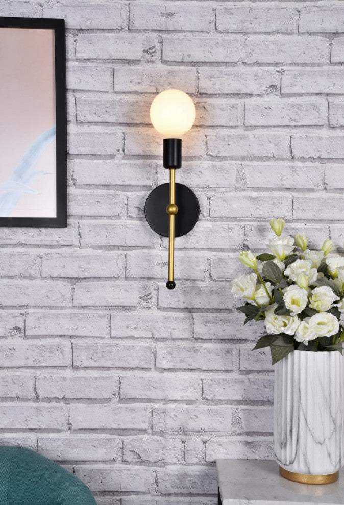 Kayla 1-Light Black and Brass Wall Sconce