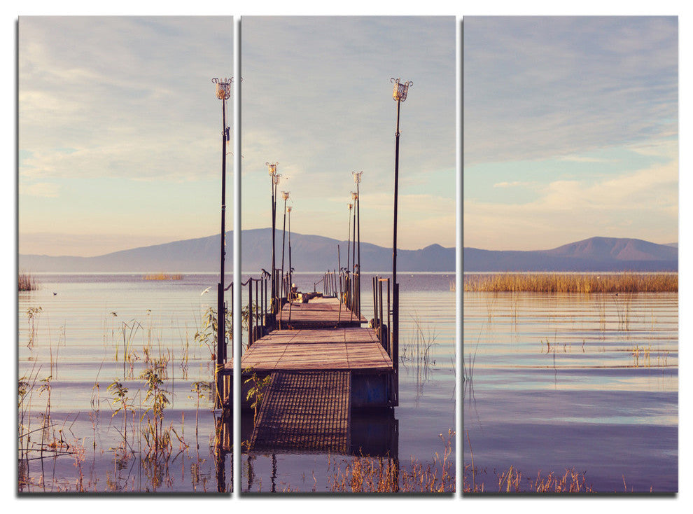 "Wooden Boardwalk to Clear Sea Water" Metal Wall Art, 3 Panels, 36"x28"
