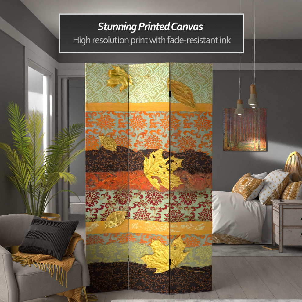 7' Tall Double Sided October Gold Canvas Room Divider