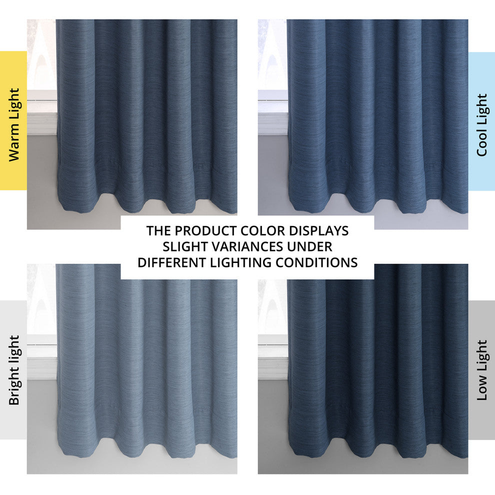 Bellino Blackout Room Darkening Single Panel Curtain, Wild Blue, 50"x63"