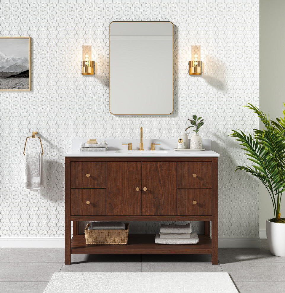 Zoe Vanity Only, Walnut Collection, 48"