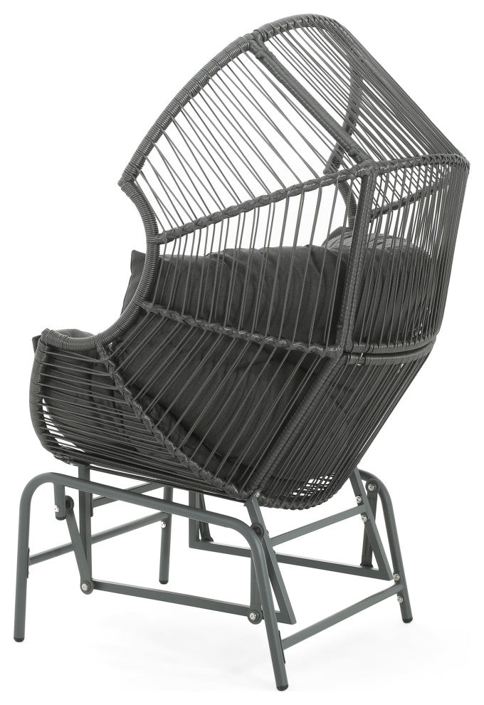 Paloma Modern Design Outdoor Wicker Gliding Chair, Dark Gray