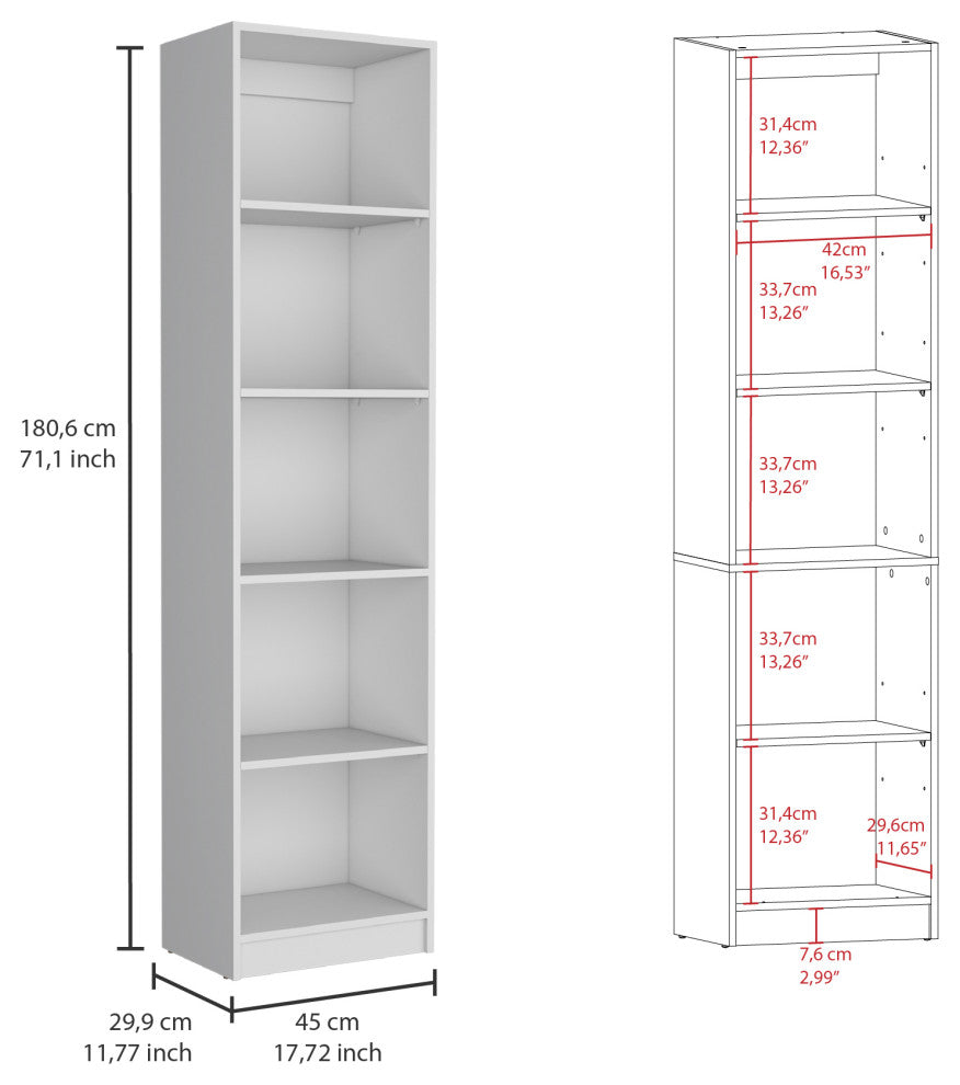 Clawson 4 Piece Living Room Set with 4 Bookcases, White