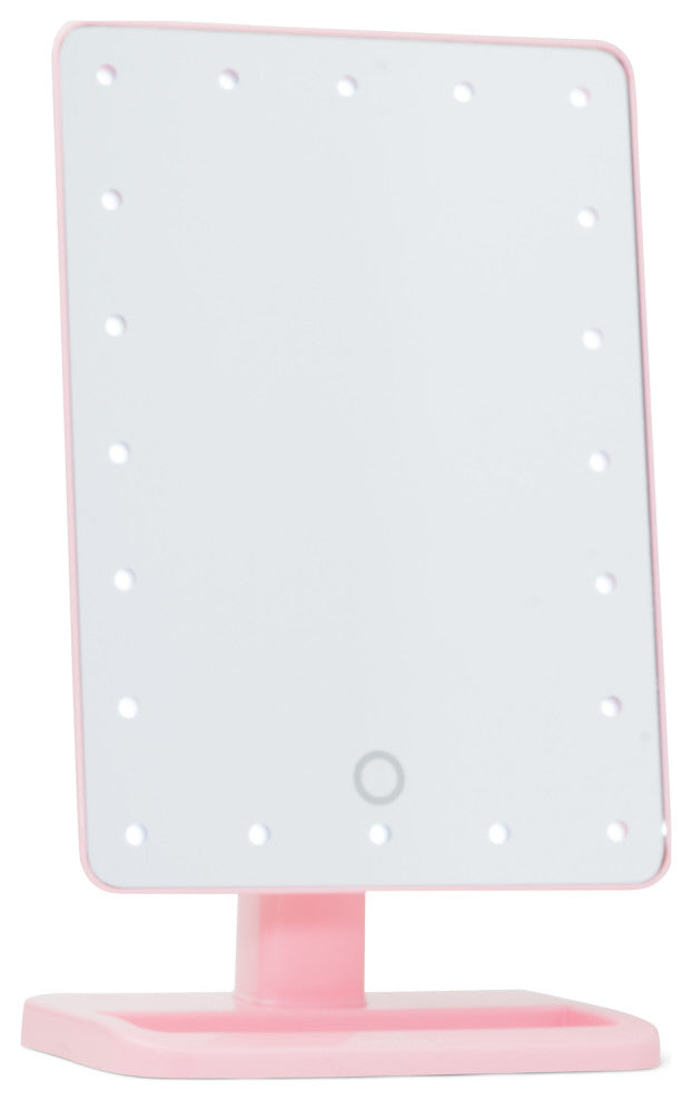 Touch XL Dimmable LED Makeup Mirror with Detachable 5X Mirror, Pink