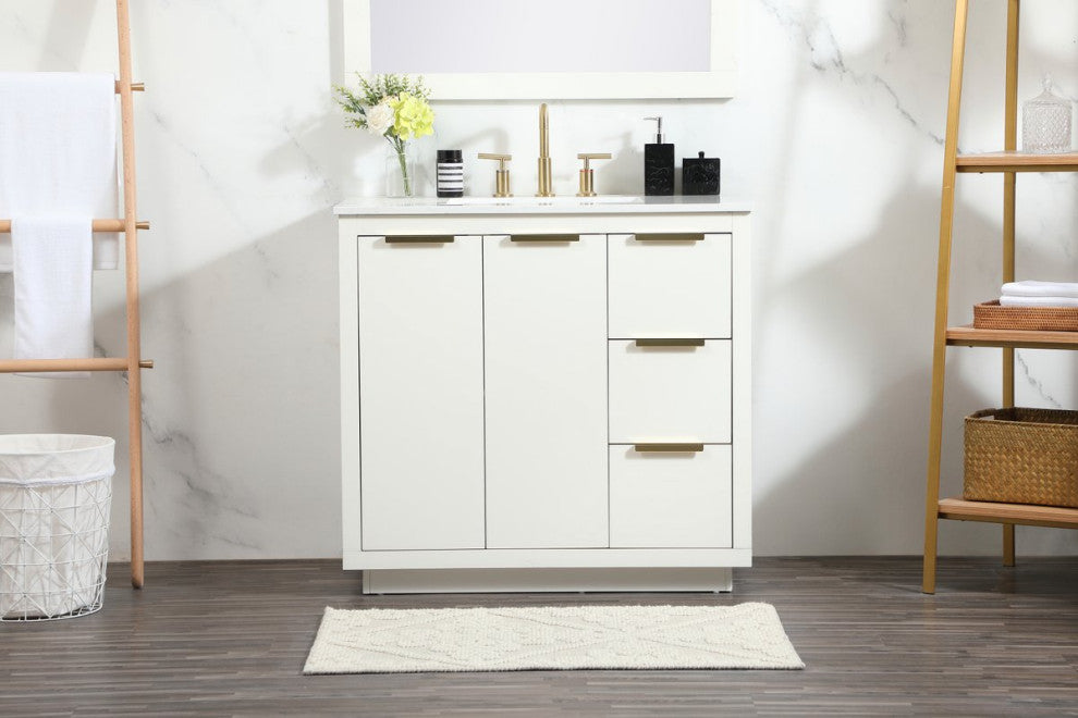 Bethany Single Bathroom Vanity, White, 36"
