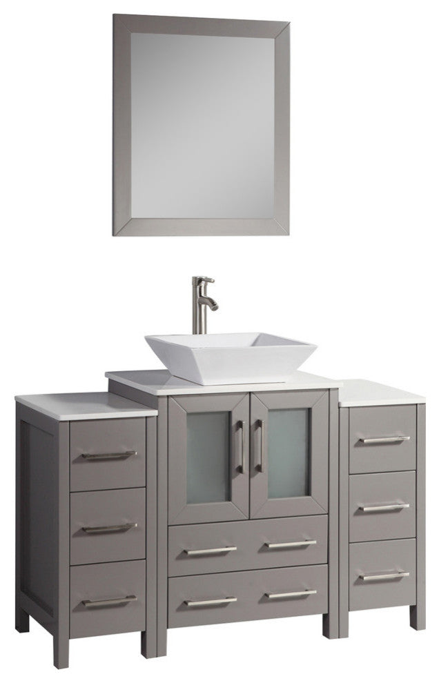 Vanity Art Bathroom Vanity Set With Sink, Gray, 48", Standard Mirror