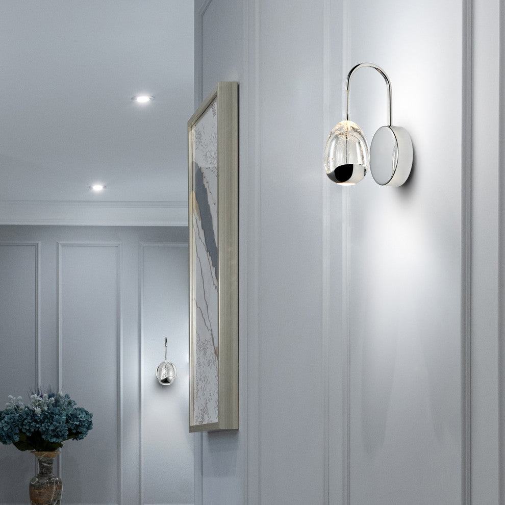 Venezia ETL Certified Integrated LED Wall Sconce Light Fixture, Polished Chrome