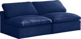 Cozy Velvet Upholstered Comfort Modular Armless Sofa, Navy