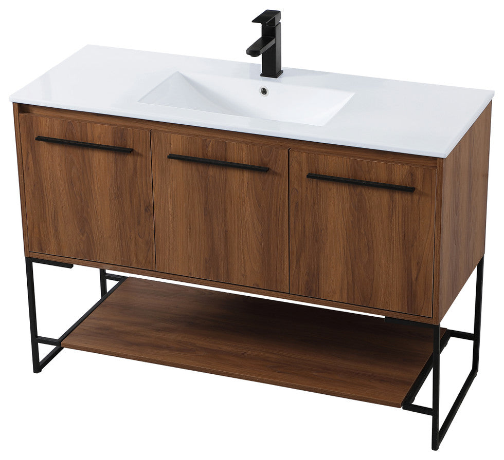 48" Single Bathroom Vanity, Walnut Brown