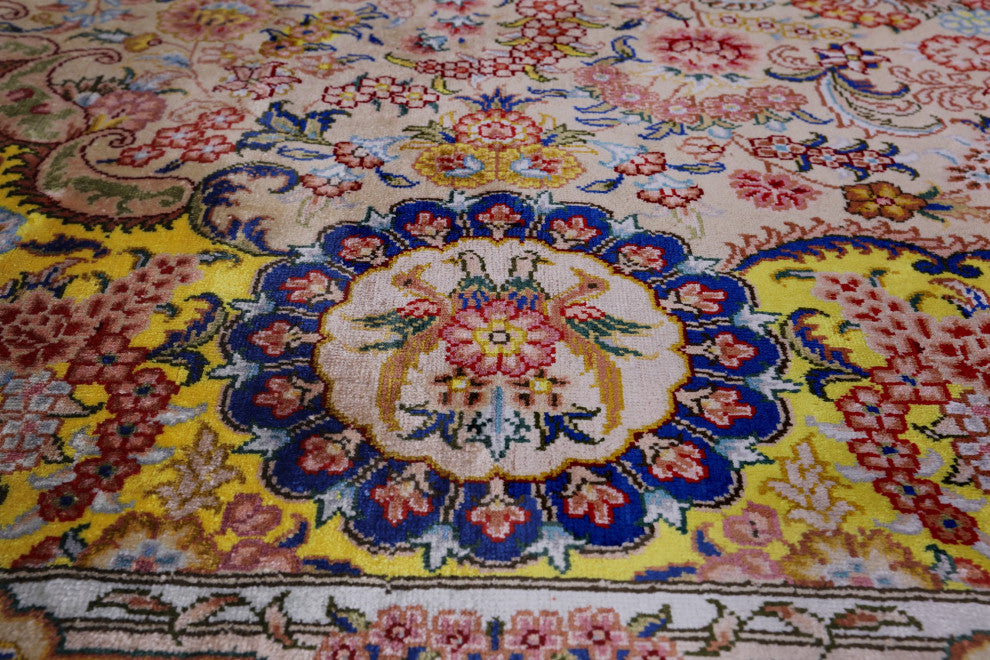 7' 0" X 10' 0'' High End Persian 100% Silk Hand Knotted Rug Q4776