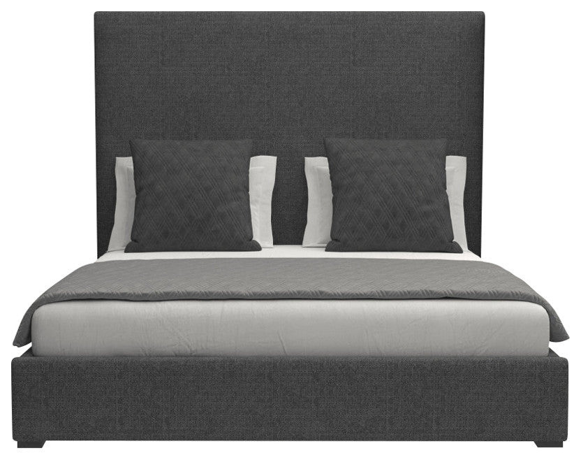 Nativa Interiors Moyra Plain Bed, Charcoal, Ca King, Headboard: Medium