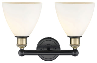 Bristol Glass 2-Light 17" Vanity Light, Black Antique Brass, Matte White Shade