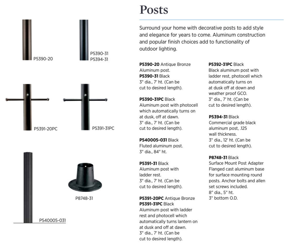 Progress Lighting 1-9W LED Post Lantern, Black