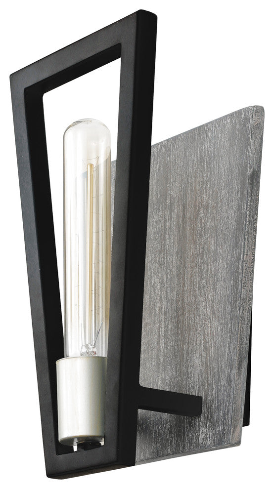 Varaluz Zag 1-Lt Sconce - Black/Grey Wood