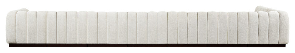Quinn Chenille Upholstered 8-Piece L-Shaped Modular Sectional, Cream