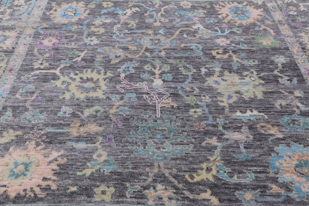 7' Square Turkish Oushak Hand Knotted Wool Rug - Q14972