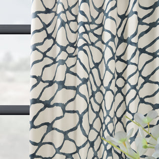 Ellis Printed Cotton Twill Curtain Single Panel, Ellis Blue, 50"x108"