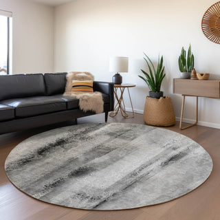 Premium Machine Washable Mayfield AMF537 Gray 8' x 8' Round Rug