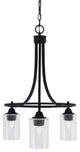 Paramount Downlight 3-Light Chandelier, Matte Black, 4" Clear Bubble Glass