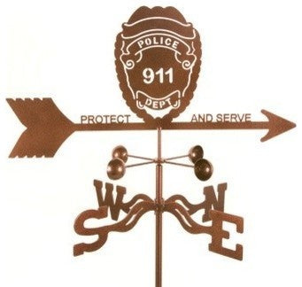 Police Badge Weathervane With 4 Sided Mount