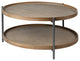 33" Round Black Wood And Metal Frame Two Tier Coffee Table