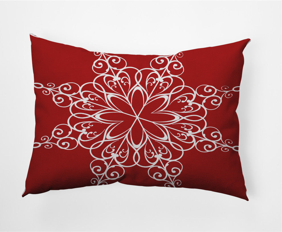 Snowflake Decorative Throw Pillow, Bright Red, 14"x20"