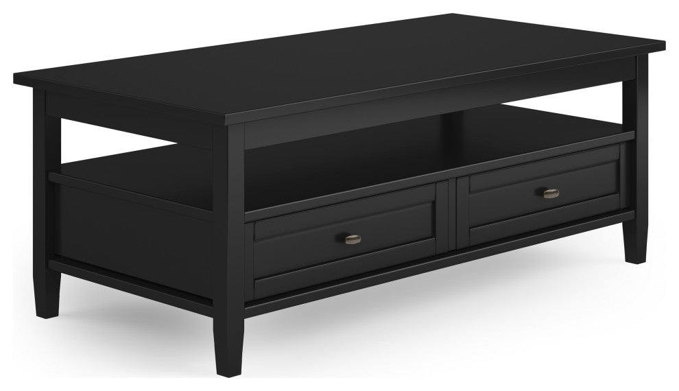 Warm Shaker Solid Wood Coffee Table, Black