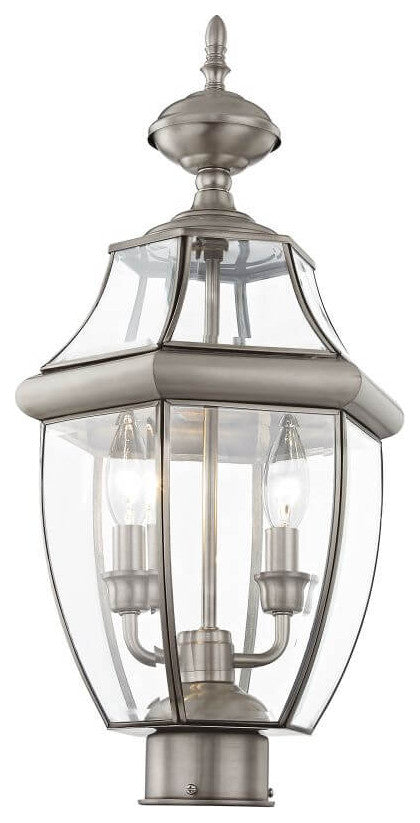 Livex Monterey Outdoor Post Light, Brushed Nickel, 22"