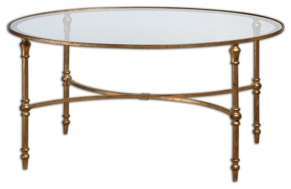 "Aden" Oval Gold Iron Coffee Table