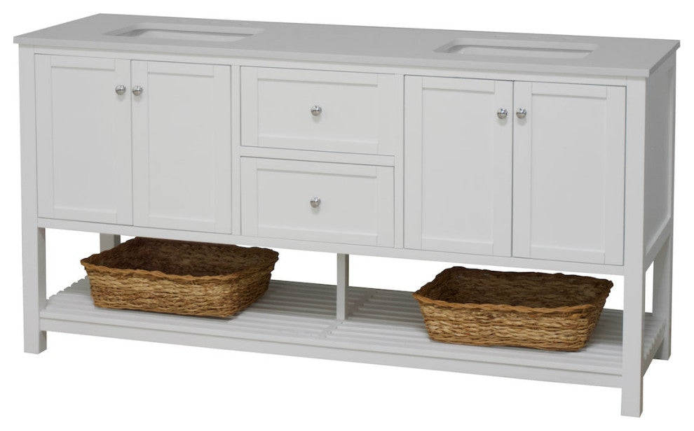 Kitchen Bath Collection Lakeshore 72" Double Vanity, White, Engineered White