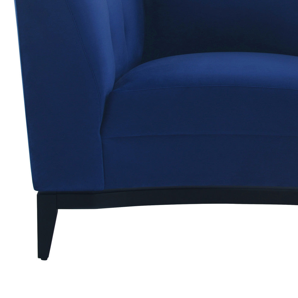 Melange Velvet Accent Chair With Black Wood Base, Gray