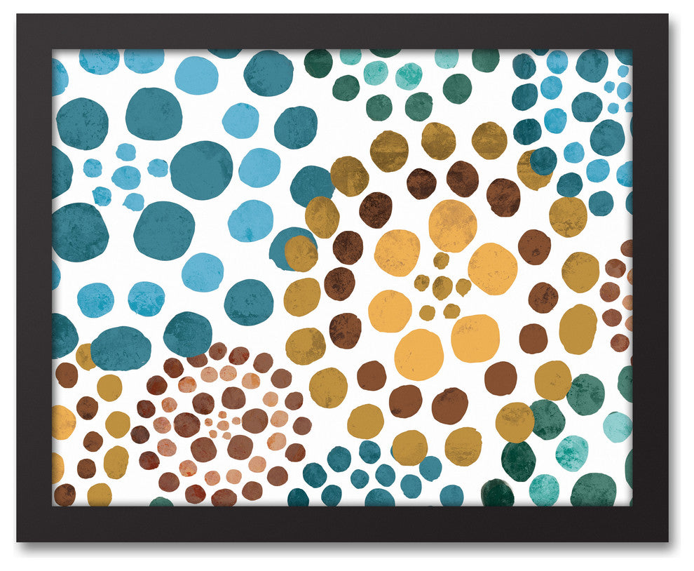 Colorful Floral Dots 11x14 Black Framed Canvas