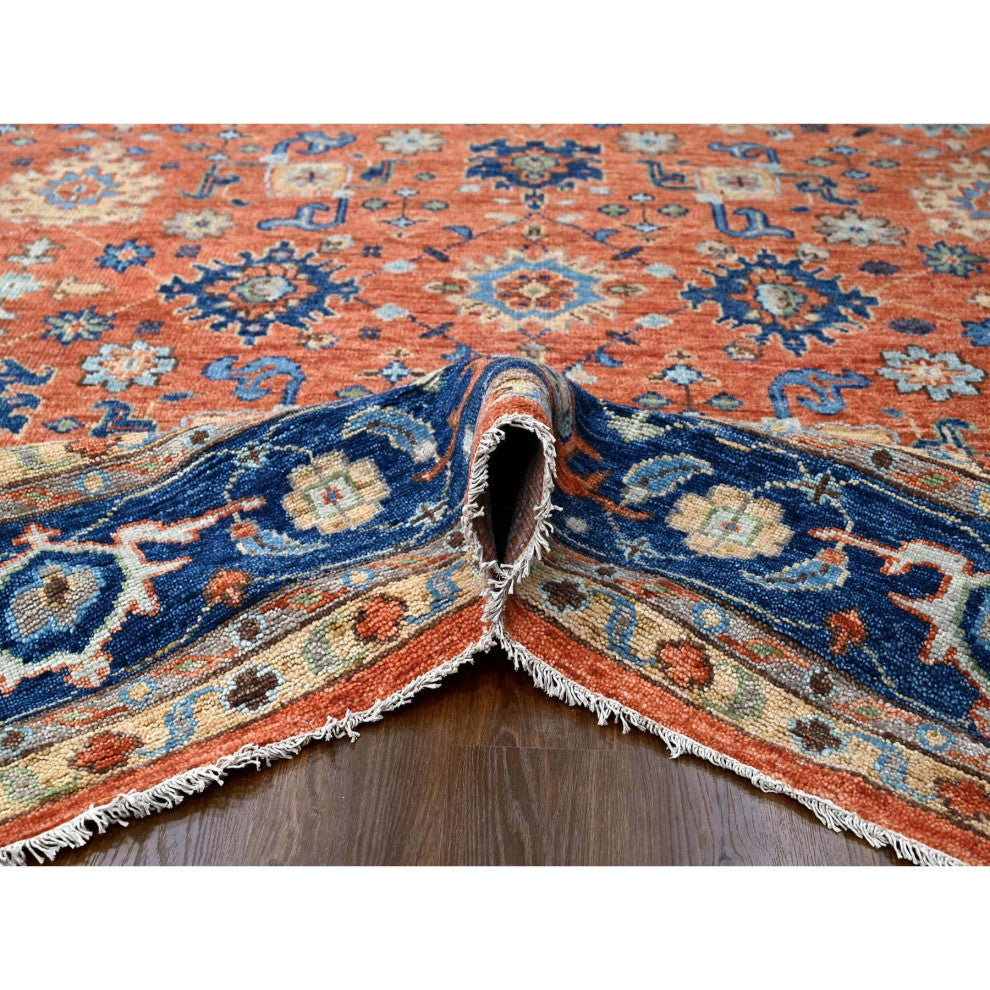 Knockout Orange Mahal Design Wool Hand Knotted Oversized Oriental Rug 12'x17'10"